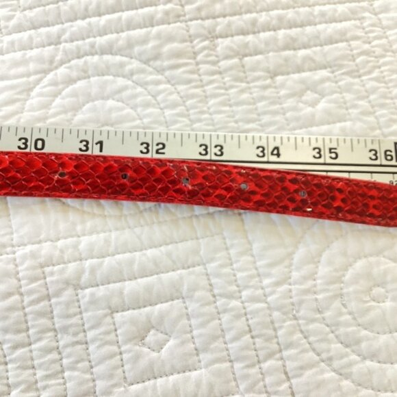 Red Genuine Snake Skin  leather Belt Gold Buckle Adjustable size M/L main image 5